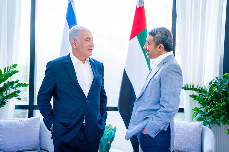 Sheikh Abdullah bin Zayed, Minister of Foreign Affairs and International Co-operation, with former Israeli prime minister Benjamin Netanyahu in Tel Aviv. All photos: Wam
