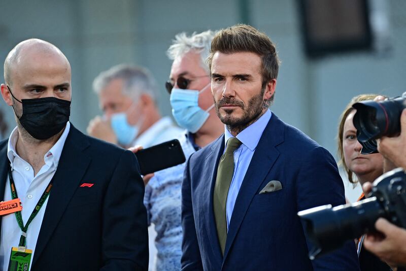 England football star David Beckham at the Qatar Grand Prix on Sunday. AFP