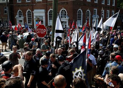 FILE PHOTO: White nationalists rally in Charlottesville, Virginia, U.S., August 12, 2017.   REUTERS/Joshua Roberts/File Photo