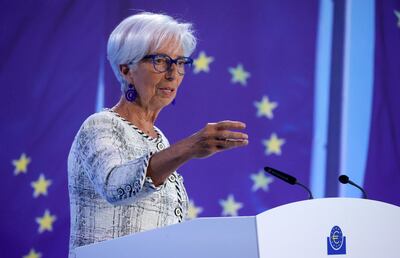 ECB president Christine Lagarde said the organisation was "not thinking about pausing" interest rate increases. EPA