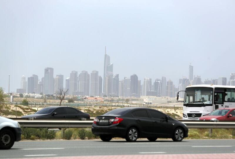 Dubai, United Arab Emirates - Reporter: N/A: Weather. A dusty and windy JLT. Wednesday, April 29th, 2020. Dubai. Chris Whiteoak / The National