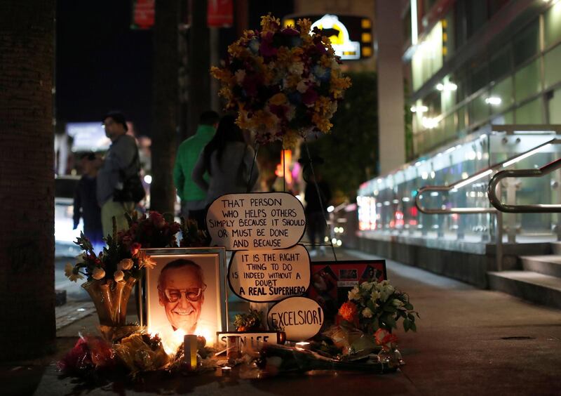 Flowers and mementos are pictured on the star of Stan Lee on the Hollywood Walk of Fame. Reuters