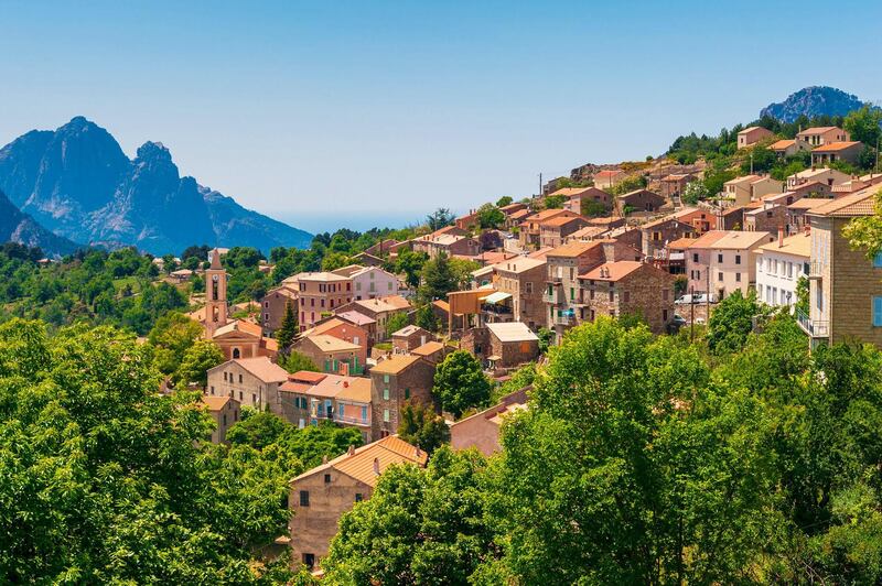 Mountain Village of Evisa, Corsica, France.