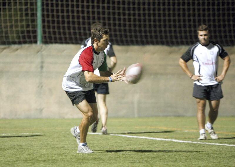 Jebel Ali Dragons’ back Andy Russell has not been on the field this year, but could make his return Friday night in the domestic league finale against Dubai Hurricanes. Mike Young / for The National 

