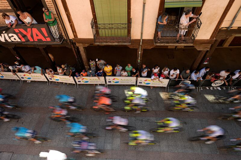 The peloton during Stage 4 of La Luelta in Spain on Tuesday, August 17. AP
