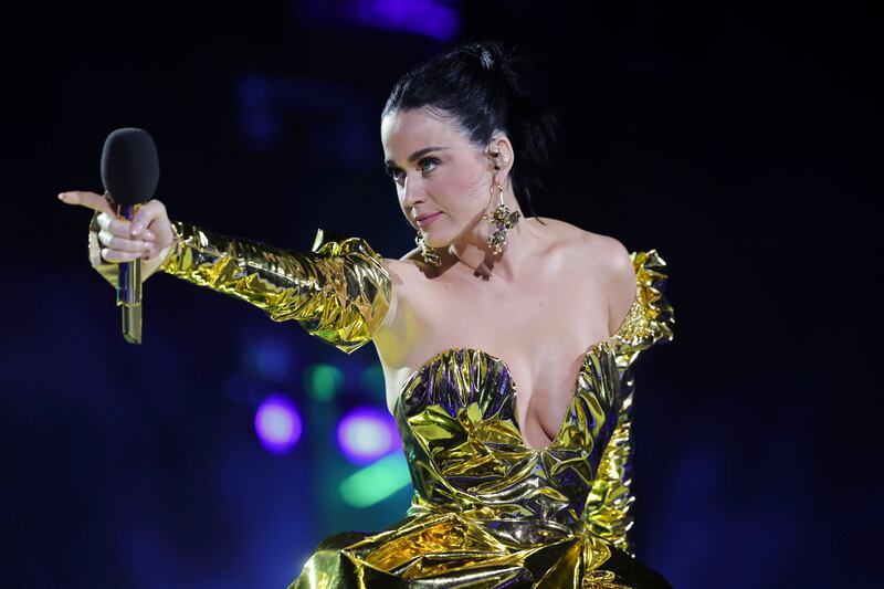 Katy Perry performs on stage during the Coronation Concert at Windsor Castle on May 7. AP