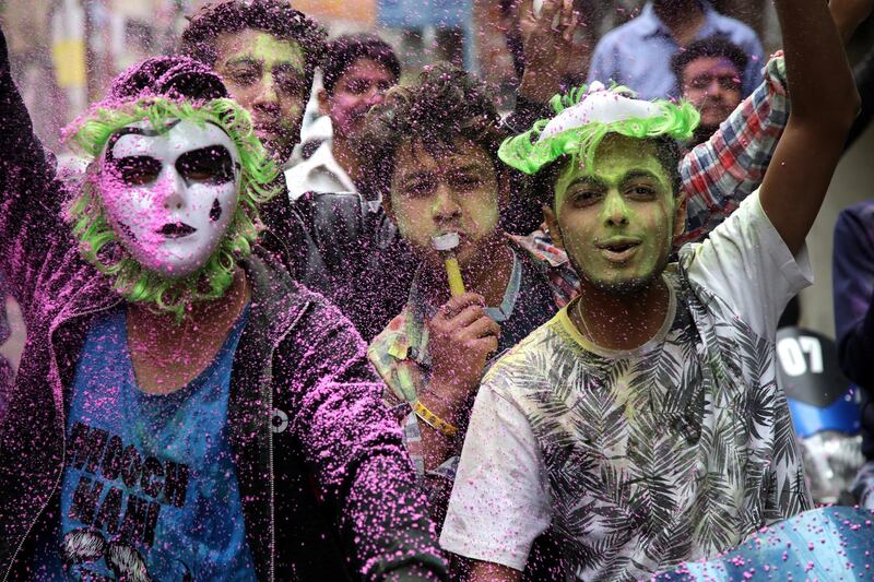The Holi festival in Jammu, the winter capital of Kashmir. Jaipal Singh / EPA