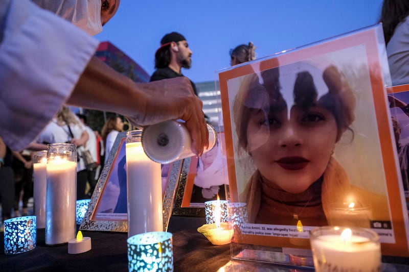 A candlelight vigil for Amini in Los Angeles. AFP