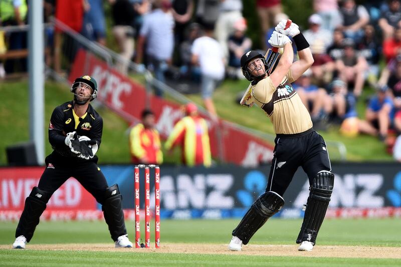 DUNEDIN, NEW ZEALAND - FEBRUARY 25: Martin Guptill of New Zealand bats during game two of the International T20 series between New Zealand and Australia at University of Otago Oval on February 25, 2021 in Dunedin, New Zealand. (Photo by Joe Allison/Getty Images)