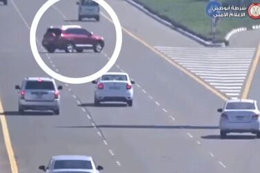 Abu Dhabi Police shared the video of a motorist performing a dangerous manoeuvre on a motorway. Abu Dhabi Police