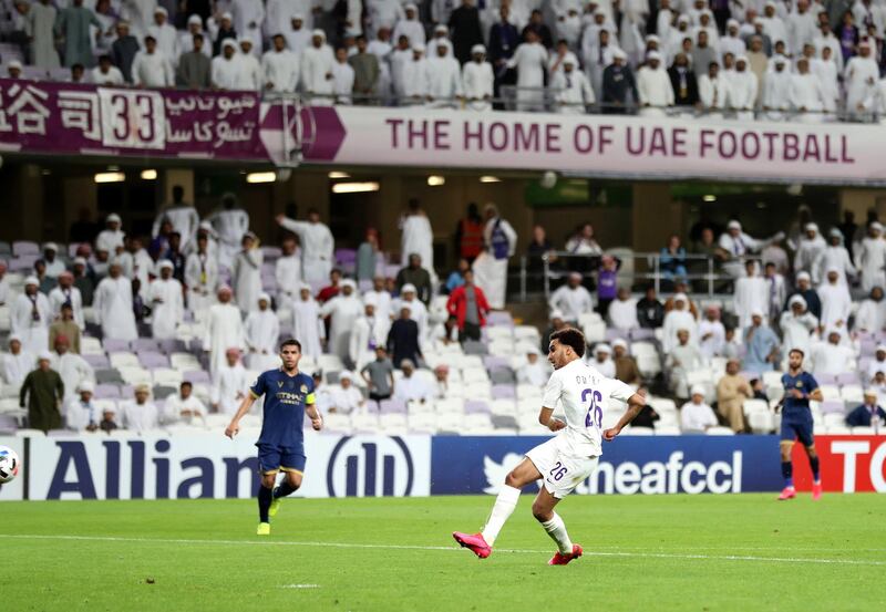 Al Ain, United Arab Emirates - Reporter: Amith Passela: Omar Yaisien of Al Ain scores. Al Ain take on Al Nassr in the 2020 Asian Champions League. Tuesday, February 18th, 2020. Hazza bin Zayed Stadium, Al Ain. Chris Whiteoak / The National