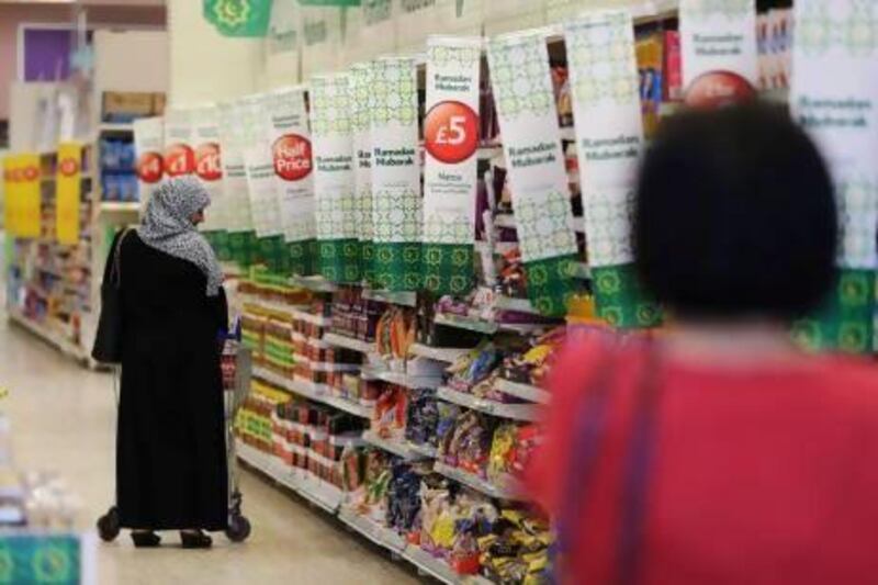 Muslim shoppers say they have been attracted to the Ramadan aisle at the Tesco Extra in north London. Stephen Lock / The National.