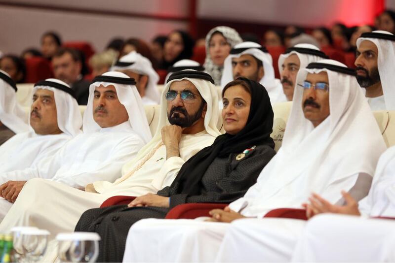 Sheikh Mohammed bin Rashid, Vice President and Ruler of Dubai attends launch of Abdullah Al Ghurair Foundation for Education. Sheikha Lubna bint Khalid Al Qasimi, Minister of State for Tolerance, was also in attendance. Wam