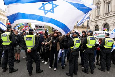 Pro-Israel counter-protesters in London. Reuters