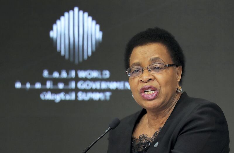 DUBAI , UNITED ARAB EMIRATES , FEB 13  – 2018 :-  Graca Machel , Humanitarian , Chair , The Graca Machel Trust speaking during the session ‘The Mandela I Knew’ on the third day of World Government Summit 2018 held at Madinat Jumeirah in Dubai. ( Pawan Singh / The National ) For News. Story by Nick Webster