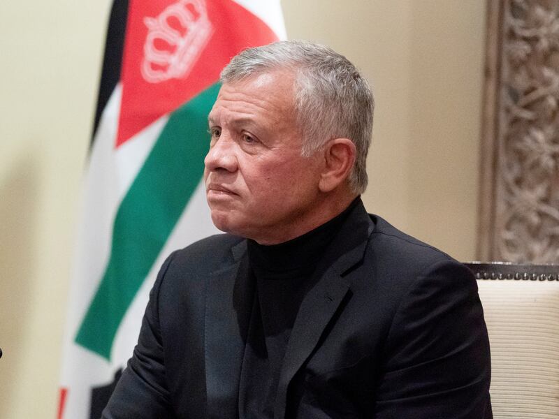 Jordan's King Abdullah at a meeting with US Secretary of State Antony Blinken in May, in Amman.  AP