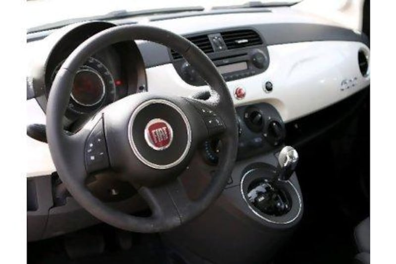 The Fiat 500's interior.