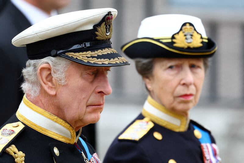 Britain's King Charles II and Anne, the Princess Royal, attend the state funeral and burial of Queen Elizabeth II in London. Reuters