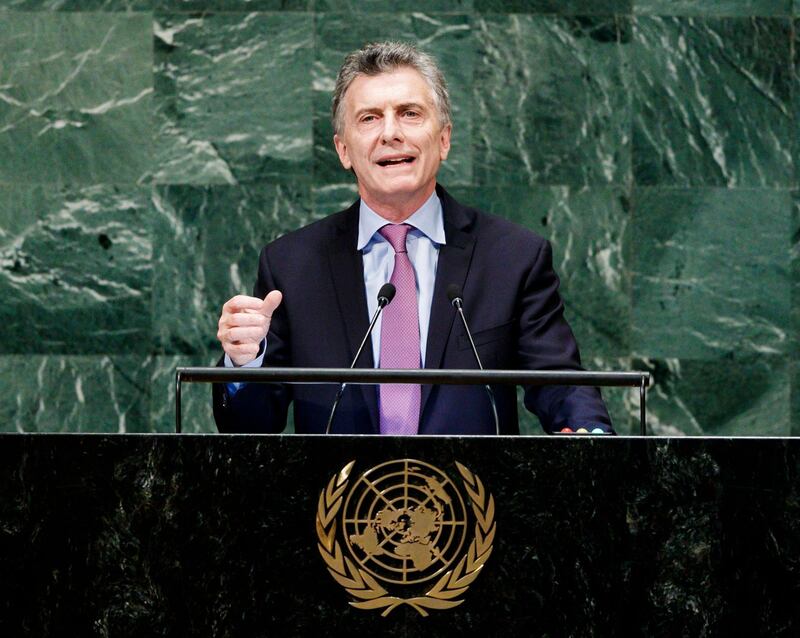 Argentina's President Mauricio Macri addresses the General Debate of the General Assembly of the United Nations.  EPA