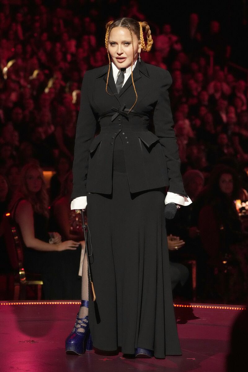 Madonna, in Mugler Haute Couture, attends the Grammy Awards on February 5, 2023. Getty Images 