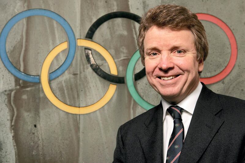 LONDON - JANUARY 19:  Chairman of the British Olympic Association, Lord Colin Moynihan poses infront of the Olympic rings logo on January 19, 2006 at the Headquarters of the British Olympic Association in London,  England. (Photo by John Gichigi/Getty Images) 