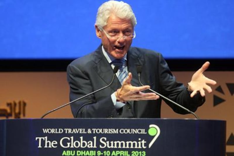 April 9, 2012 (Abu Dhabi) Former US President Bill Clinton speaks at the World Travel and Tourism Council in Abu Dhabi April 9, 2013. (Sammy Dallal / The National)