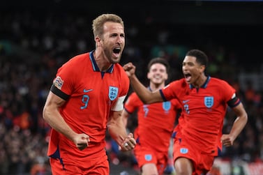Soccer Football - UEFA Nations League - Group C - England v Germany - Wembley Stadium, London, Britain - September 26, 2022 England's Harry Kane celebrates scoring their third goal Action Images via Reuters / Carl Recine     TPX IMAGES OF THE DAY