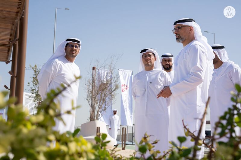 Sheikh Khaled and other sheikhs and officials at the inauguration. Photo: Abu Dhabi Media Office