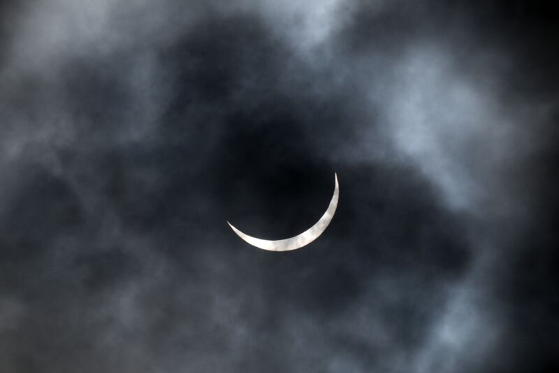 The solar eclipse, as seen from Niagara Falls State Park in New York. AFP