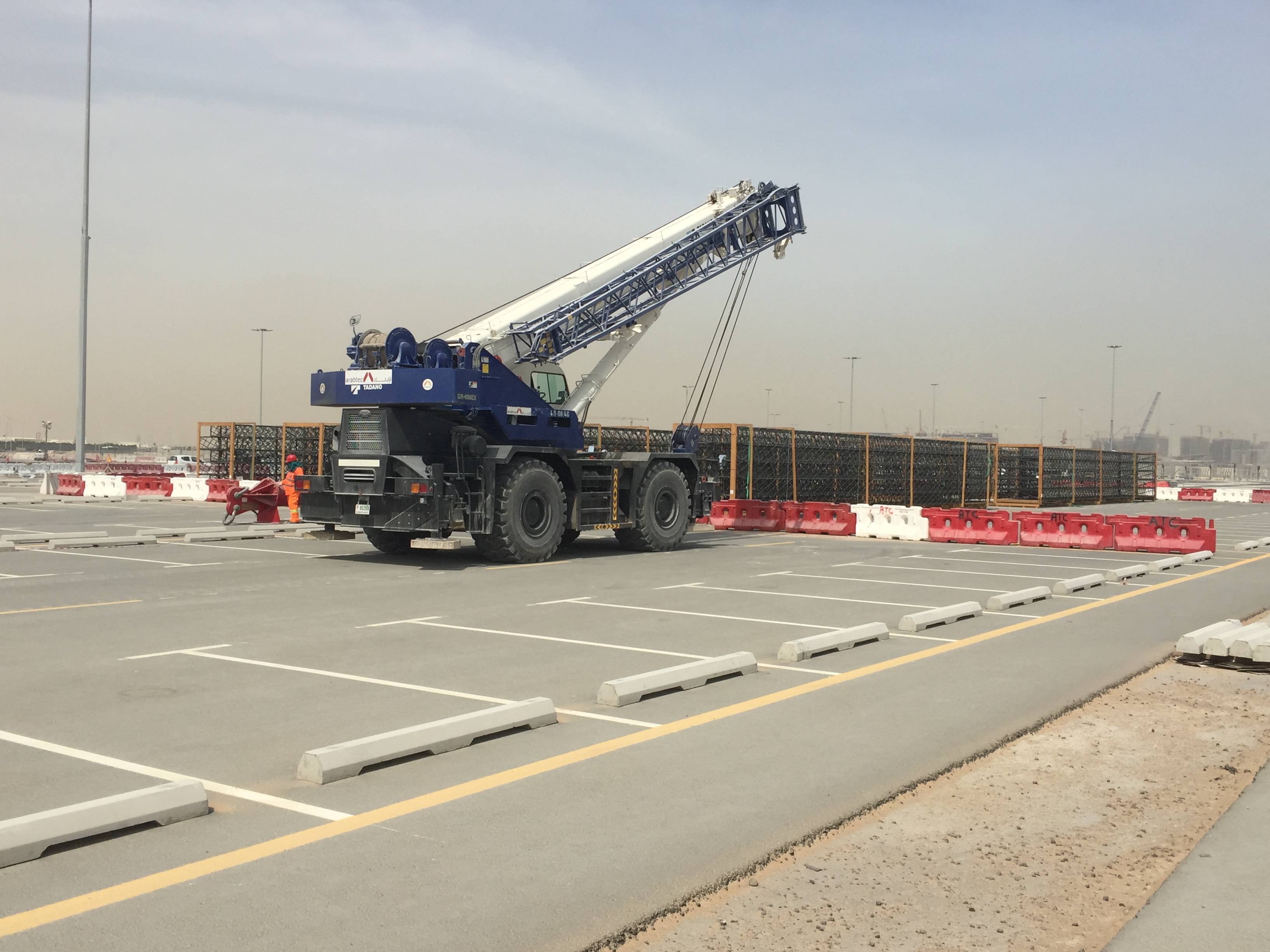 The Expo entry portals divided into sections, transported on trailer trucks from Germany to Antwerp and shipped to Jebel Ali and onto the Expo site in Dubai.