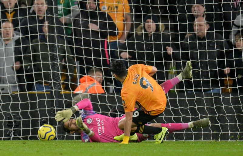 Raul Jimenez levels the scores at Molineux. EPA