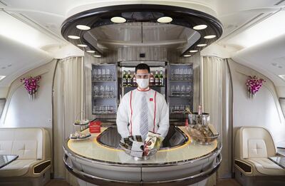 On-board lounge and shower spa services are also back on the menu on Emirates A380 flights. Courtesy Emirates
