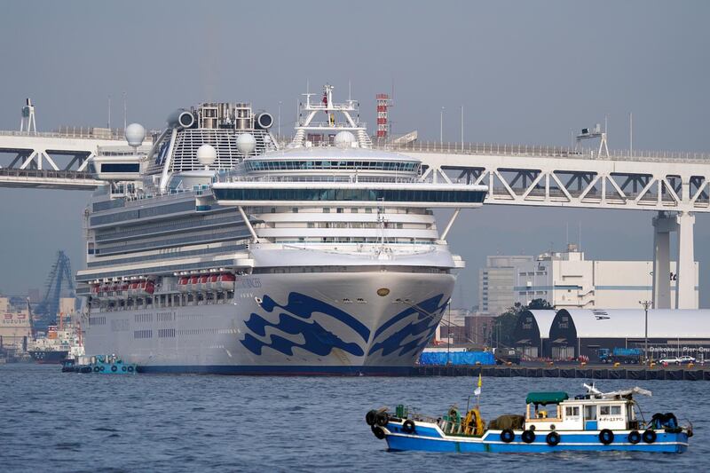 The Diamond Princess cruise ship sits at the Daikoku Pier Cruise Terminal in Yokohama, south of Tokyo.  EPA