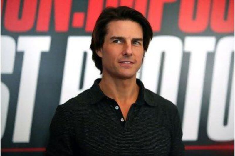 Tom Cruise at the Armani Hotel in the Burj Khalifa, Dubai, where he is filming scenes for his new Mission Impossible film.