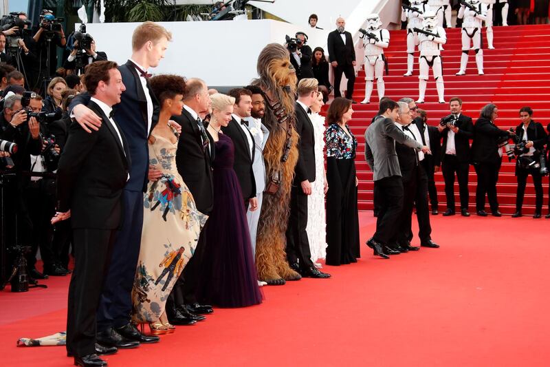 The cast arrive for the screening of 'Solo: A Star Wars Story' during the 71st annual Cannes Film Festival. EPA