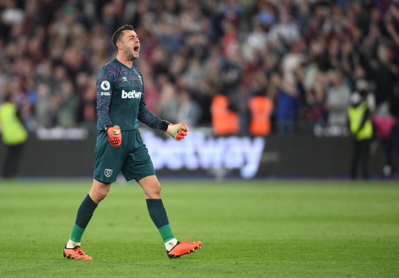 WEST HAM PLAYER RATINGS: Lukasz Fabianski – 7. Commanded his area well, rushing out to deny Man United’s forwards on several occasions. A very tidy display. EPA