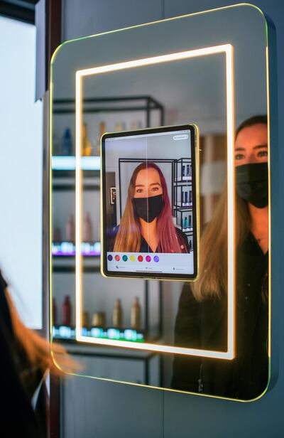 The Amazon Salon uses AR mirrors to let customers try out new cuts, styles and colours before taking the plunge