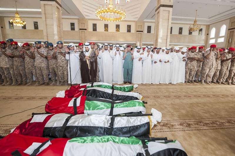 The Crown Prince of Fujairah, Mohammed bin Hamad, leads funeral prayers in Fujairah. Wam