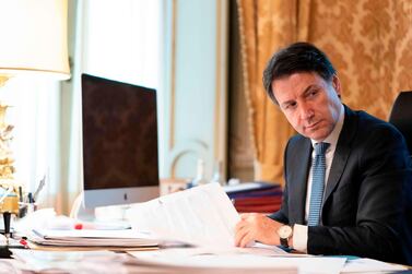 Italian Prime Minister, Giuseppe Conte, has taken in a video conference as part of an extraordinary meeting of G20 leaders, during the country's lockdown.AFP