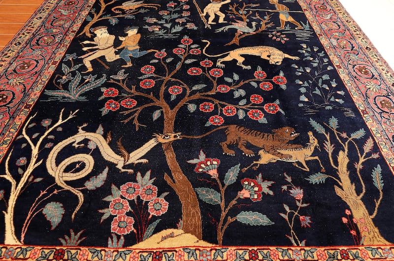 This 150-year-old handmade antique carpet with a mystical human evolution motif, made in Tabriz, Iran, costs $600,000.