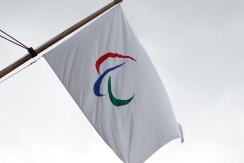 The Paralympics logo on a flag in London ahead of the 2012 games.