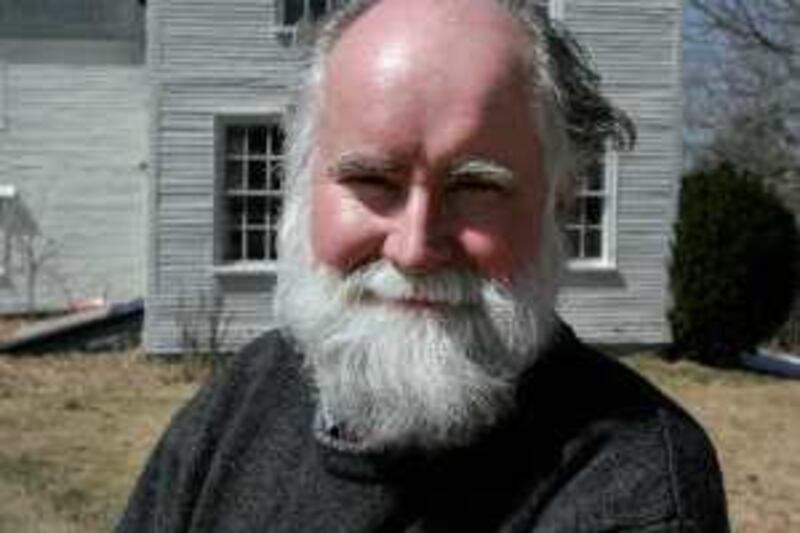 **ADVANCE FOR FRIDAY JUNE 6** ** FILE** Novelist Nicholson Baker poses outside his home in Berwick, Maine, on Monday, April 7, 2008. Baker's latest venture into nonfiction, "Human Smoke," has stirred up strong feelings about World War II. (AP Photo/Pat Wellenbach,File)