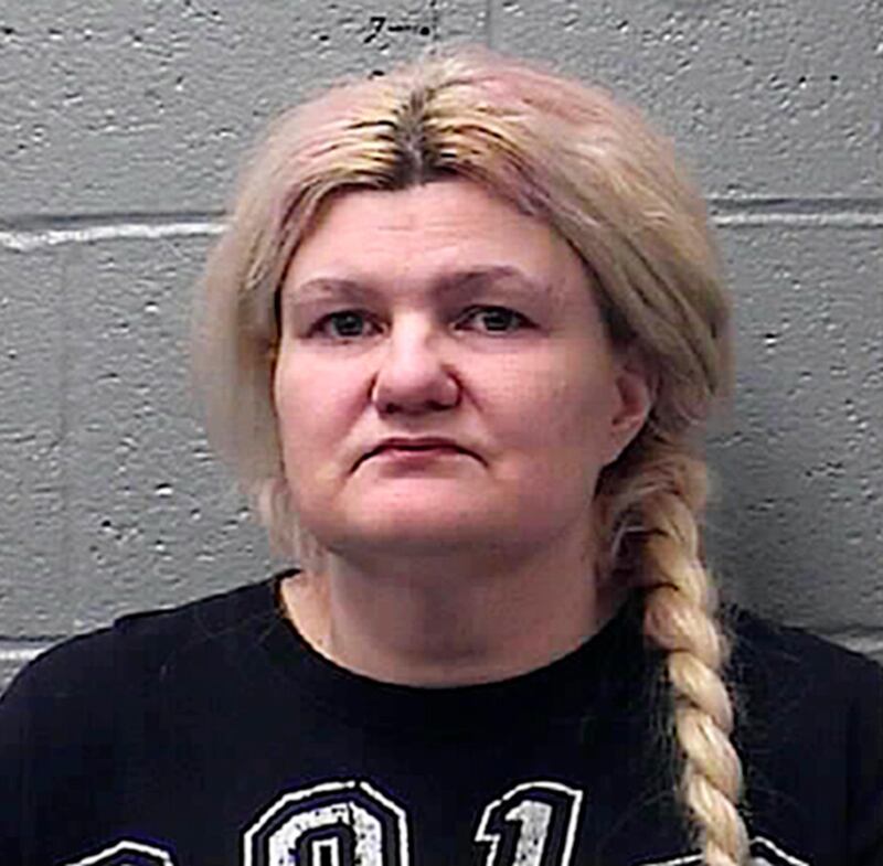 This photo provided by the St. Francois County Sheriff's Department in Farmington, Mo., shows Malissa Ancona, Ancona has admitted fatally shooting her husband, an imperial wizard in the Ku Klux Klan. The St. Louis Post-Dispatch reports that Ancona pleaded guilty Friday, April 19, 2019 to second-degree murder, tampering with evidence and abandonment of a corpse, and was sentenced to life in prison as part of a plea agreement. (St. Francois County Sheriff's Department via AP)