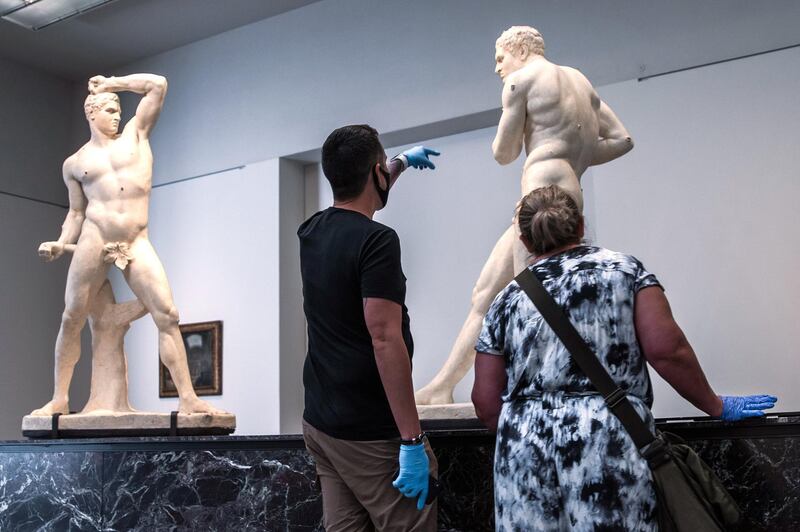 Abu Dhabi, United Arab Emirates, June 25, 2020.   
  The Louvre , Abu Dhabi after 100 days of being temporarily closed due to the Covid-19 pandemic.
Victor Besa  / The National
Section:  NA
Reporter:  Saeed Saeed