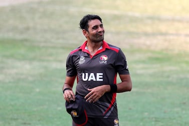 UAE's Zahoor Khan withdrew from the World Cup League Two match against Oman after his mother passed away. Chris Whiteoak / The National