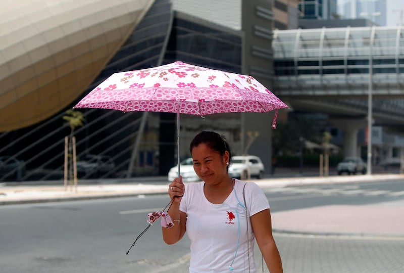 Dubai, United Arab Emirates, June 29, 2017: People in Dubai show various ways to keep cool and stay out of the sun. Thursday, June. 29, 2017, in Dubai. Chris Whiteoak for The National *** Local Caption ***  CW_2906_HotWeather_07.JPG