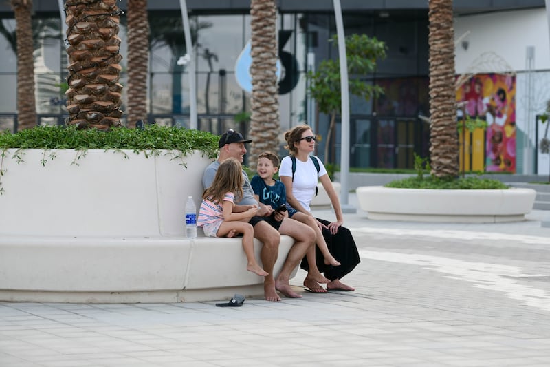 Families at Yas Bay Waterfront, Abu Dhabi. 
