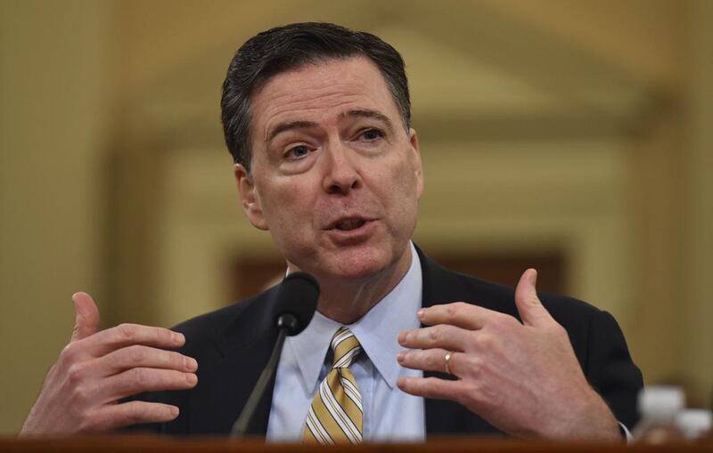 FBI Director James Comey speaks during the House Permanent Select Committee on Intelligence hearing on Russian actions during the 2016 election campaign on March 20, 2017 on Capitol Hill in Washington, DC. Nicholas Kamm / AFP                       

