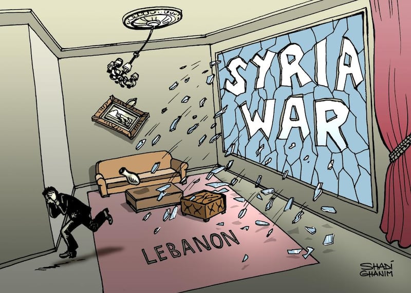 Shadi Ghanim is away on holiday. While he is on leave, The National is publishing a selection of his best work over the past year. Today's cartoon was originally published in June last year amid fears that the Syrian conflict would spill over into Lebanon.