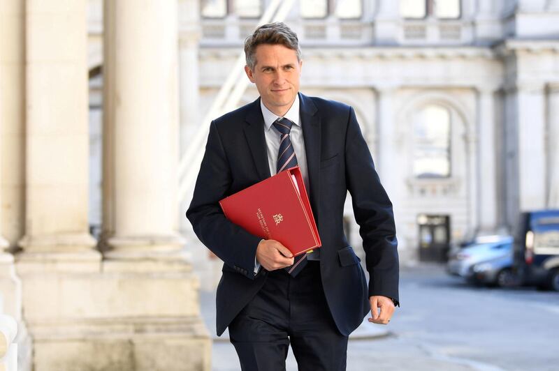 FILE PHOTO: Britain's Secretary of State for Education Gavin Williamson arrives at the Foreign and Commonwealth Office (FCO), ahead of a cabinet meeting to be held at the FCO, for the first time since the COVID-19 lockdown in London, Britain July 21, 2020. Stefan Rousseau/Pool via REUTERS/File Photo